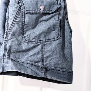 Point Zero Blue Denim Style Casual Chambray Cargo Style Beach Shorts, Sz 1